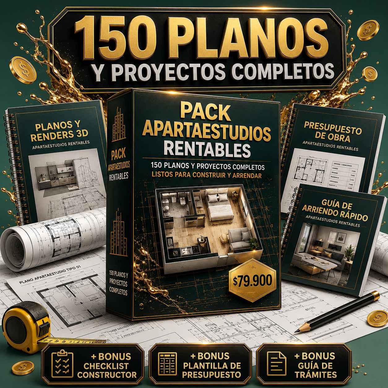 Pack de 150 proyectos de apartaestudios y lofts rentables